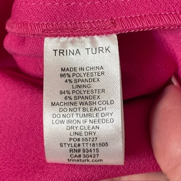 Trina Turk Barbie Pink Bell Sleeve V-Neck Sheath Dress NWOT Size 12 - Picture 9 of 10